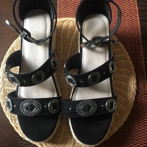 ASOS black boho western espadrilles  sandals - Picture 4 of 6